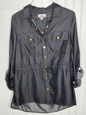 BONGO Black Shirt with Gold-Tone Snap